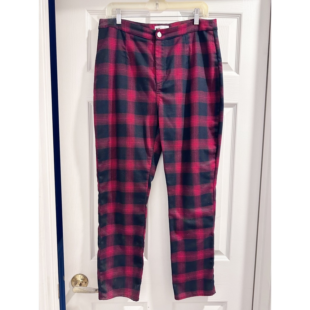 by the way. High waisted, slim fit trousers.